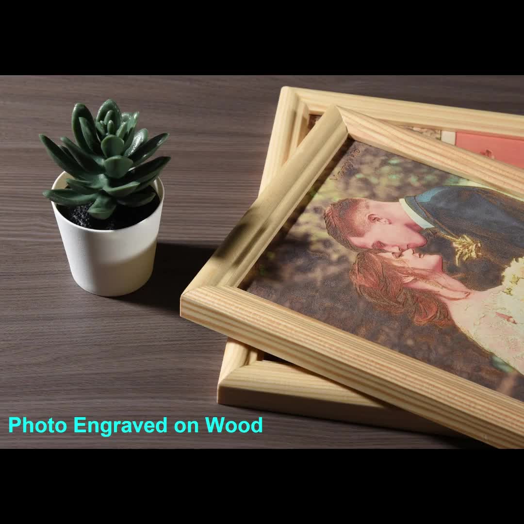 Custom Portrait from Photo on Wood,Custom Photo on Wood,Engraved Photo on Wood with Color,Personalized Picture Gift,Wedding Anniversary Gift video poster