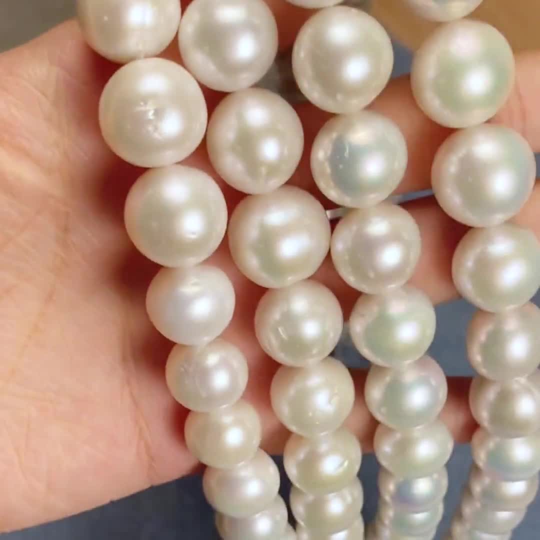 Perlas de agua dulce irregulares - Redondas 10 mm - Blanco nacarado x4 -  Perles & Co