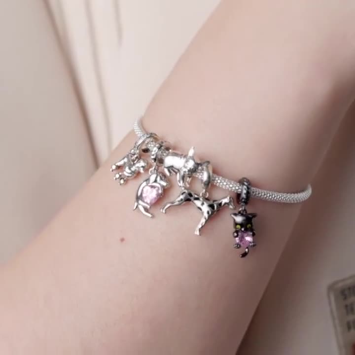 犬チャーム 925 スターリングシルバー ブレスレットチャーム パンドラ