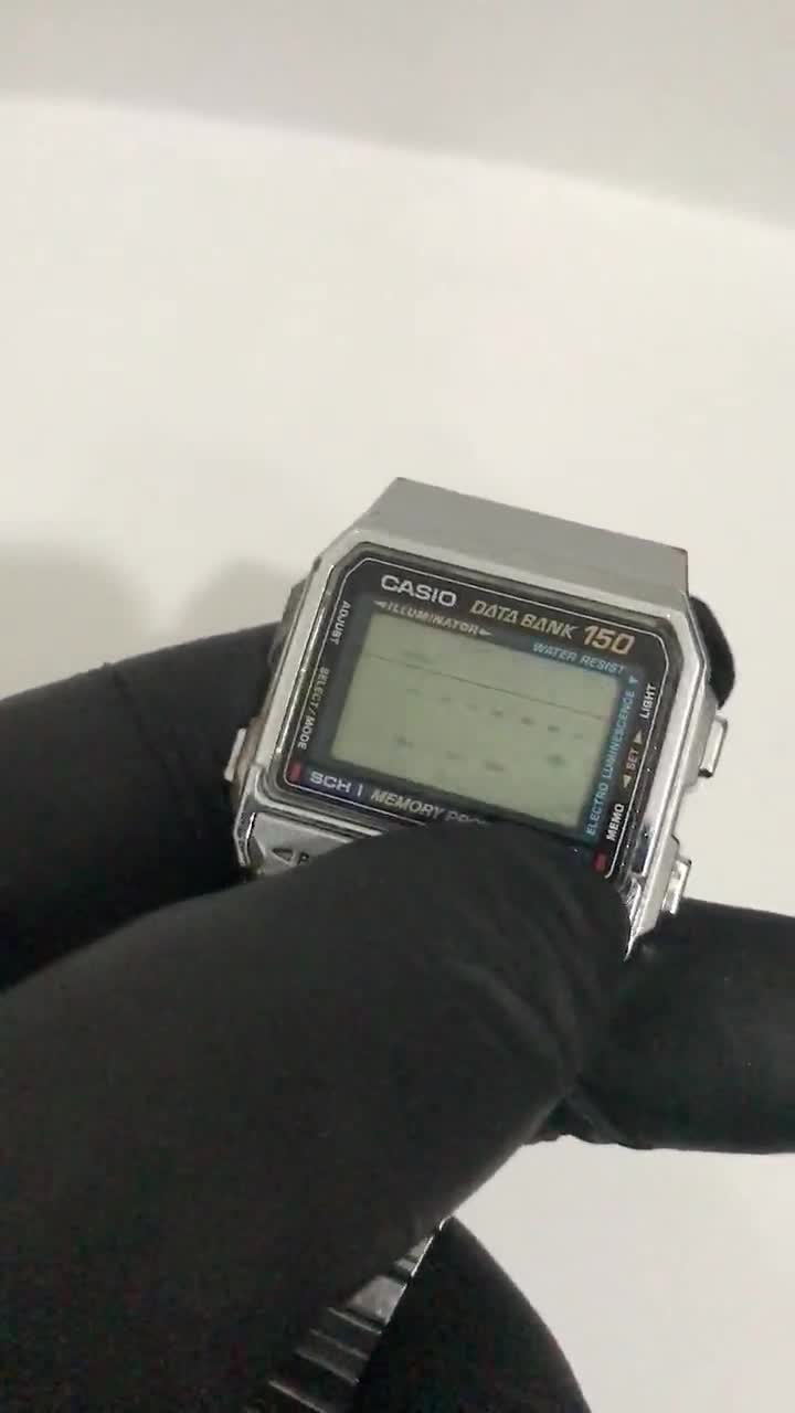 Vintage Casio Databank Db-1500/ From Japan/ Very Good Condition/ Telememo  Men Silver Watch/ Floor illuminated/ Data Bank 150