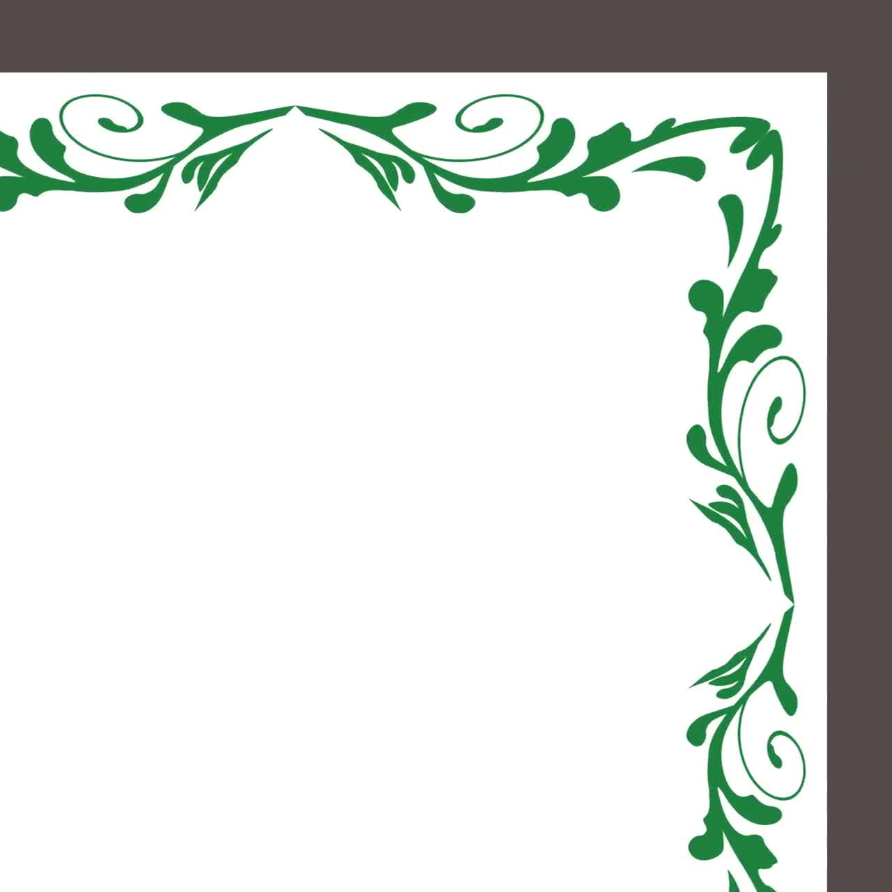 Borders Set A4 8x11 Green Clipart - Page Document Frames Classic