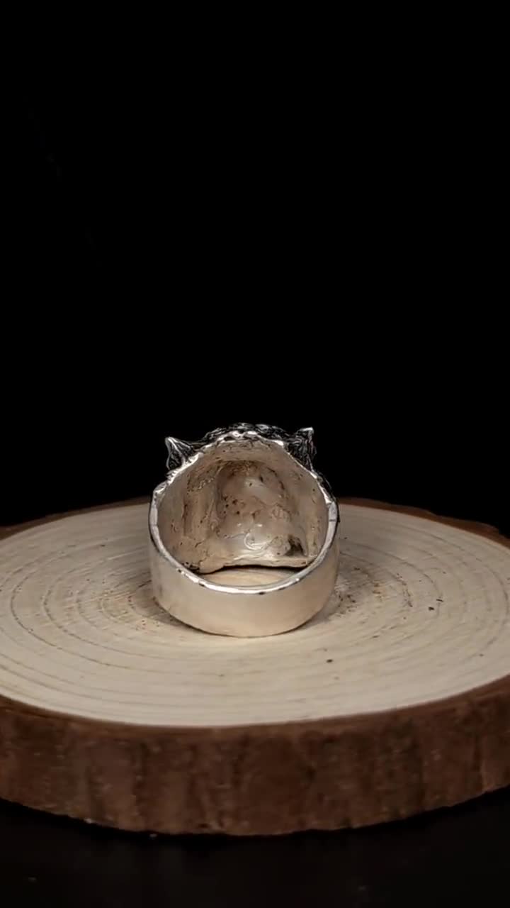 オキナワカラカラと言う大きく置物 Shisa Okinawa Lion Sterling Silver 925 Handmade Ring Japan