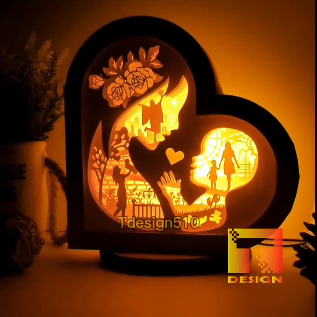 Washranp Valentines Day Gifts 3D Paper Carving Lamp Papercut Light