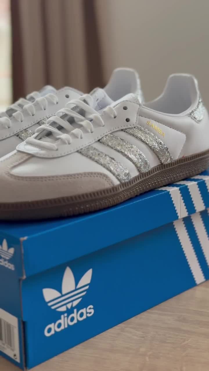 adidas gazelle silver green womens Metallic Gold Swarovski Adidas Original Samba OG Christmas