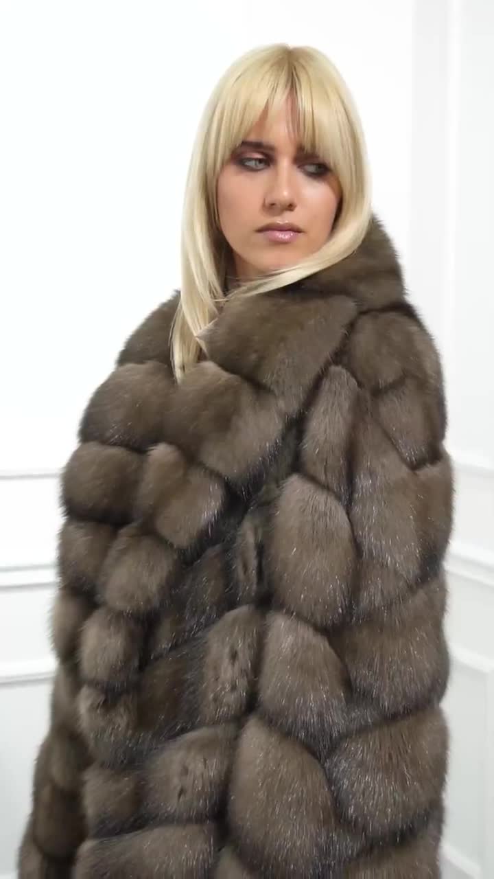 Platinum Sable Fur Jacket With Parquet Sleeve Made of 100
