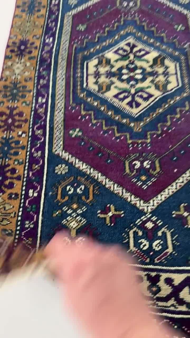 スカイブルー82×185シャビー　エメラルド　ランナー　トルコヴィンテージラグ スカイブルー82×185シャビー エメラルド ランナー トルコ