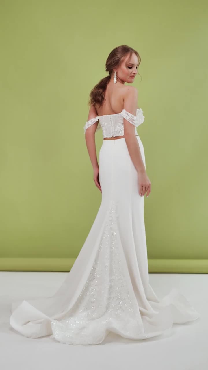 two piece mermaid wedding dress Tulle Lace