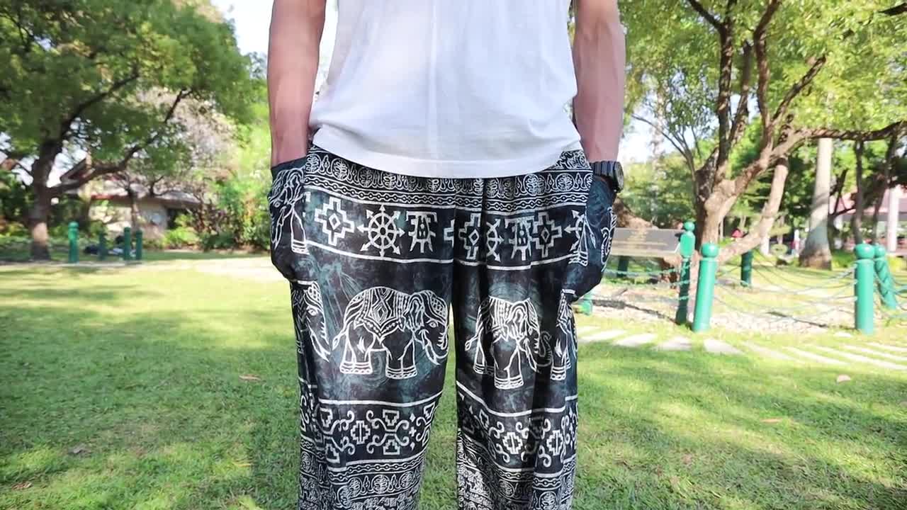 MEN LOUNGE PANTS Flowy Harem Pants Elephant Print Yoga Work Out Festival  Wear Mens Hippie Pants With Pockets -  Israel