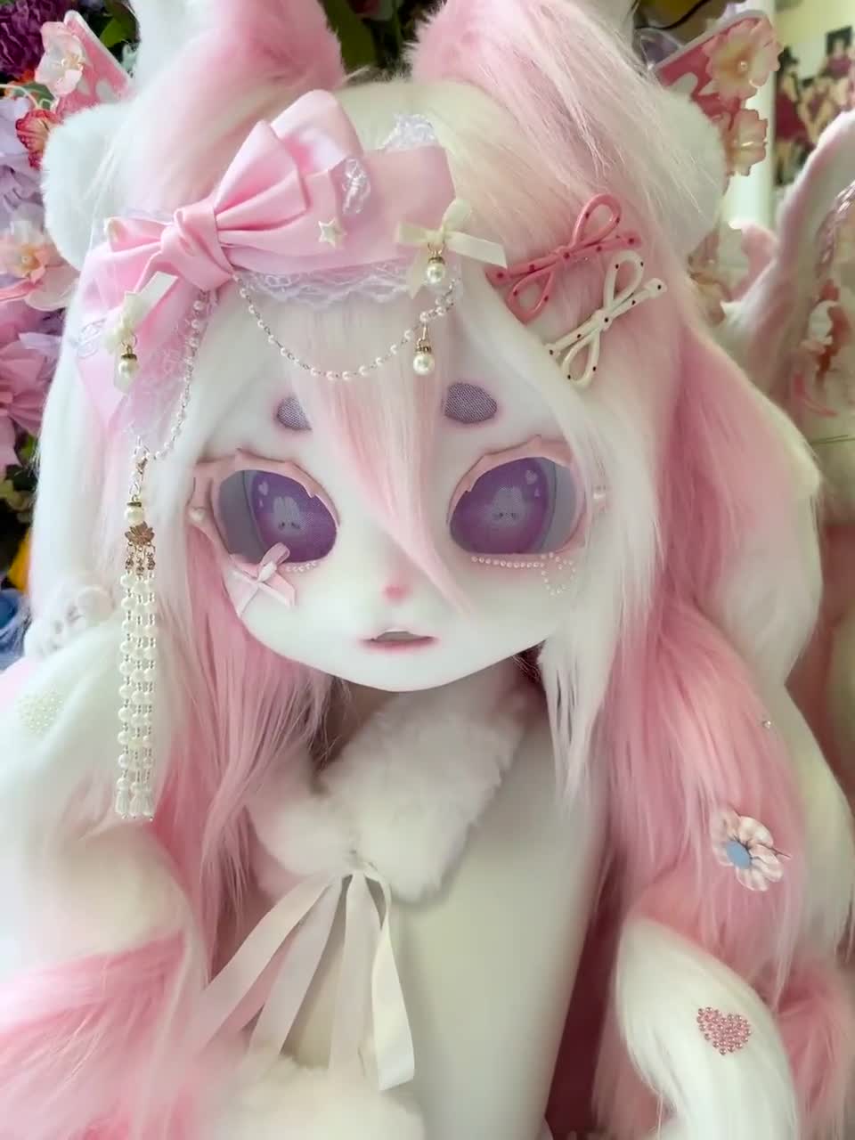 夢かわいい獣人着ぐるみヘッド パステルフォックスバニー樹脂アニメ