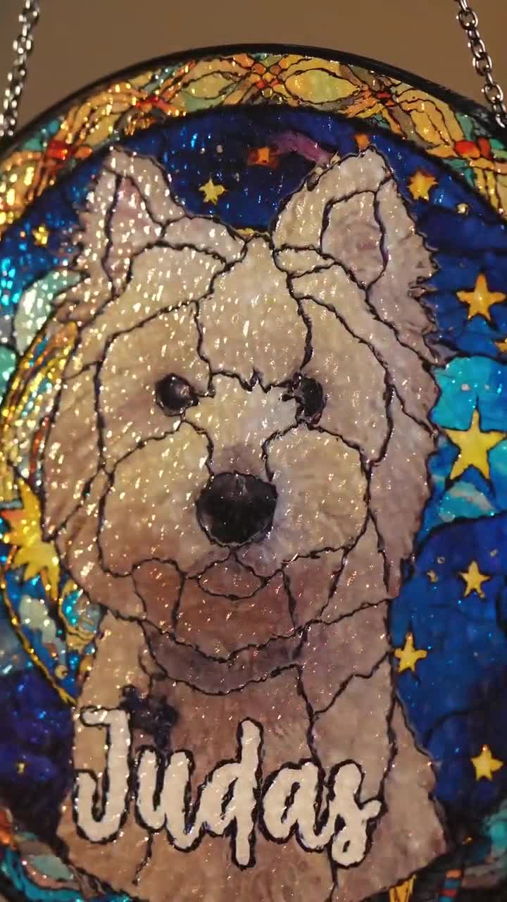 Floral mosaic stained glass stone - pet memorial, decorative, outlet ashes, pet loss pet lovers, keepsake, dog, cat