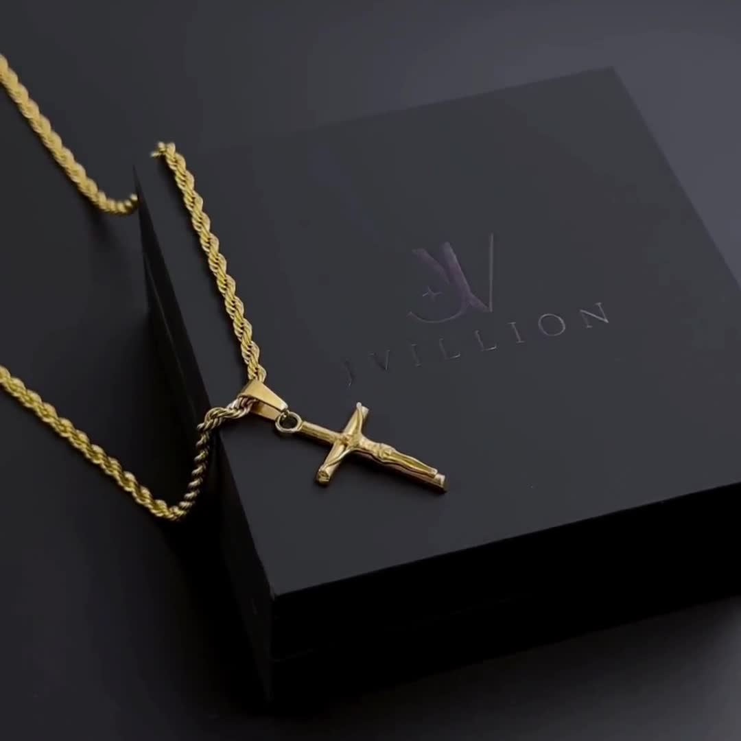 BOBIJOO JEWELRY - Anhänger Halskette Jesus Leib Christi Ohne Kreuz Kette Büroklammer Stahl Vergoldet