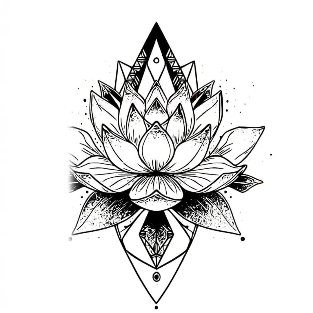 Lotus Flower Tattoo Design - Download High Resolution Digital Art PNG  Transparent Background | Printable SVG Tattoo Stencil, image size:1080x1080
