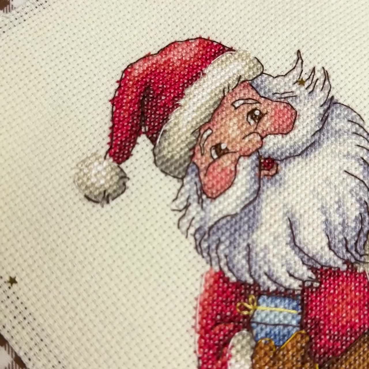 サンタクロースのクロスステッチパターン、クリスマス刺繍（PDF即時