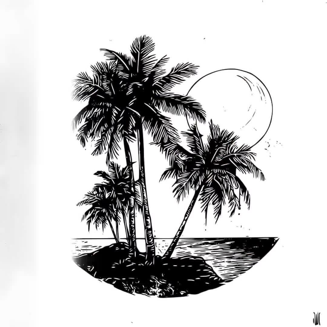 Buy Palm Trees Tattoo Design Download High Resolution Digital Art PNG Transparent Background Printable SVG Tattoo Stencil Online in India - Etsy