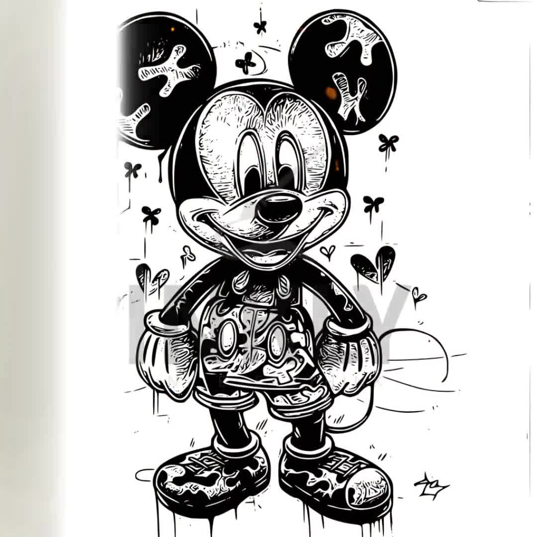 Mickey Mouse Tattoo Design: High-Resolution Digital Art (PNG, SVG), image size:1080x1080