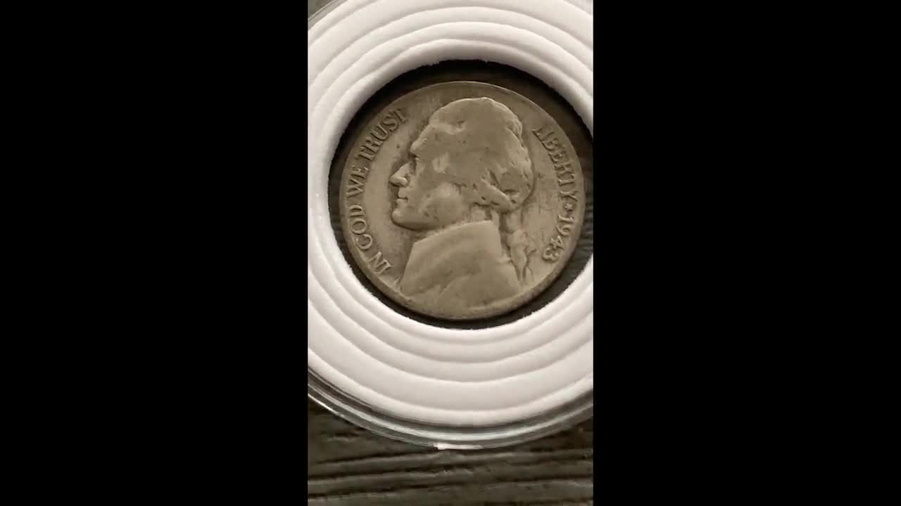 1943年 D ジェファーソン 5セント 戦時ニッケル 35% 銀 米国