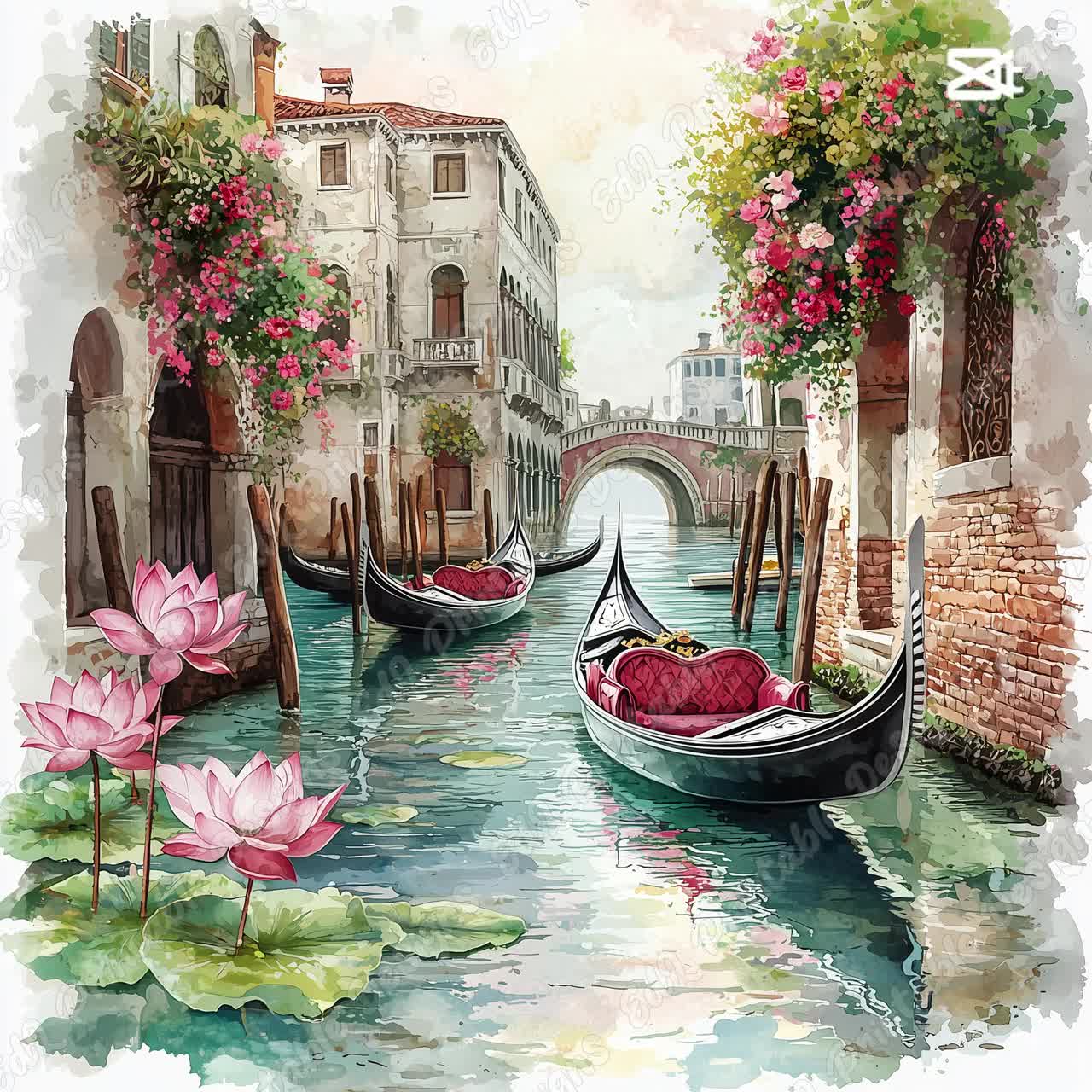 【入手困難】ビンテージパブミラー　希少品　イタリアベニス風景 入手困難】ビンテージパブミラー 希少品 イタリアベニス風景