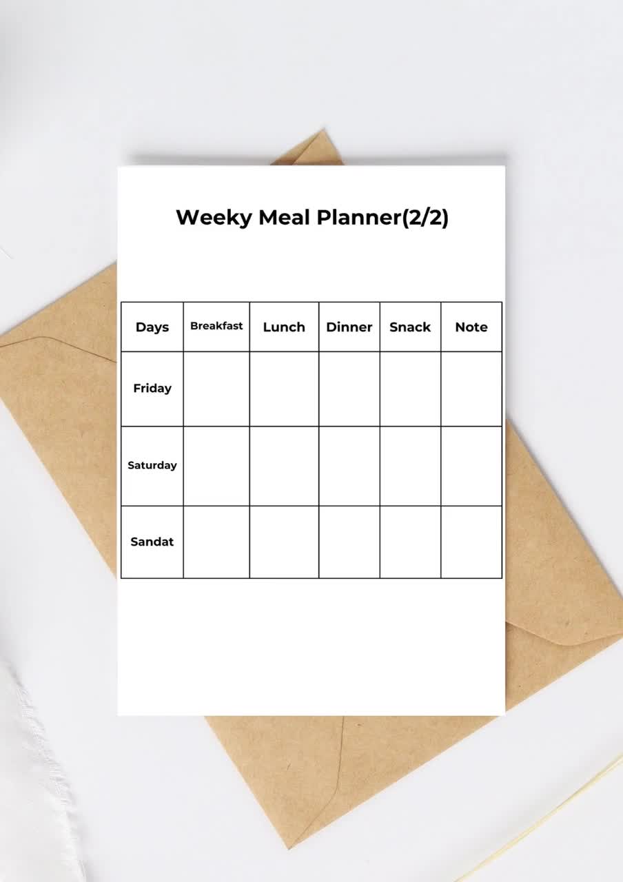 Minimalist Weekly Meal Planner Template: A4, A5, US Letter (Digital Download) video poster