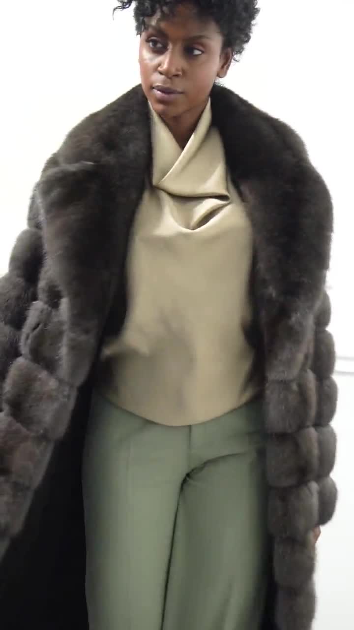 Silvery Sable Fur Coat Made of 100% Real Fur. Zobel - Etsy