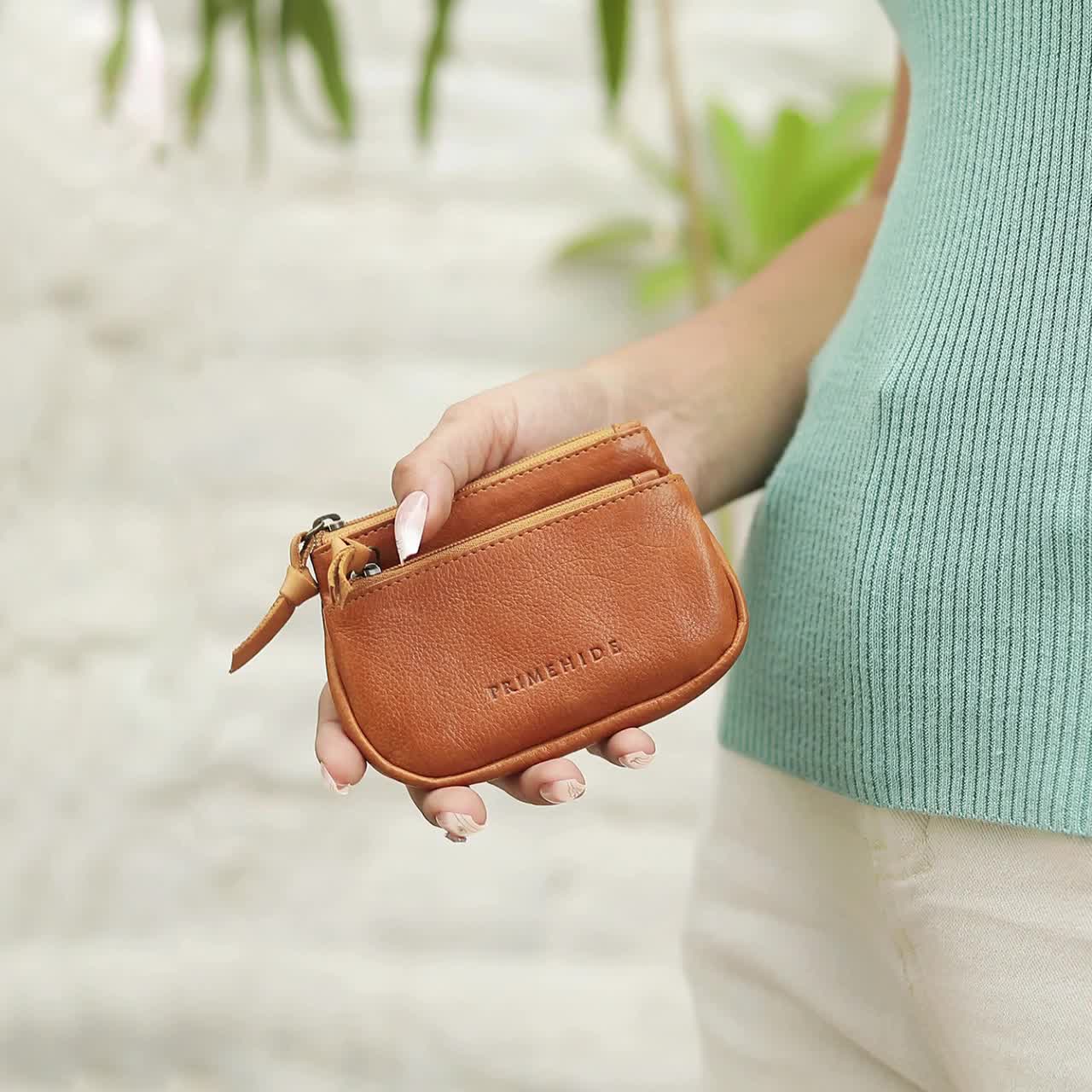Mini Zip Around Wristlet Wallet For Women, Small Keychain Wallet Dual