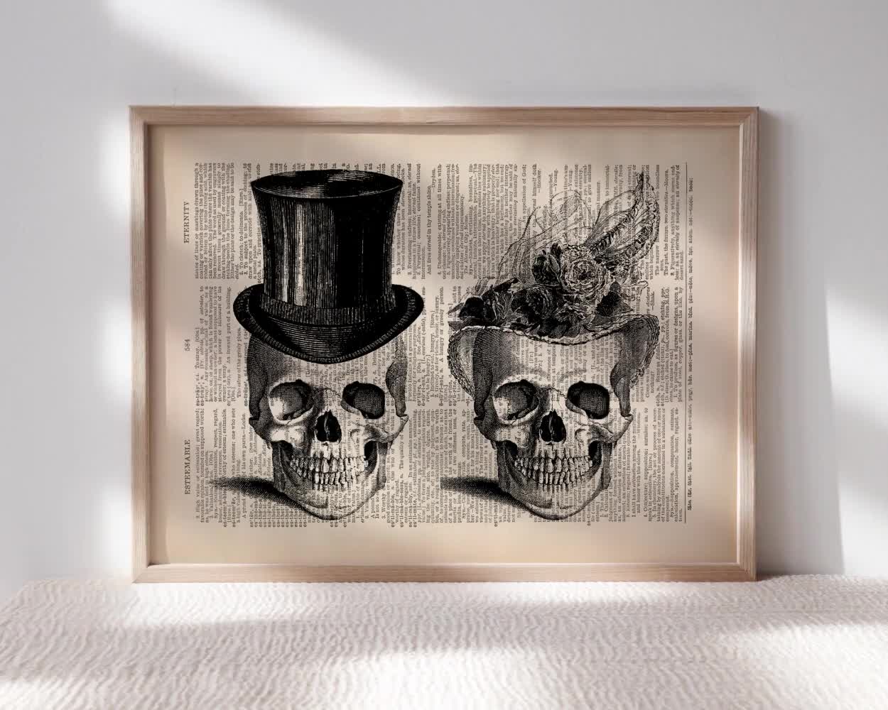 Skulls Decor Skeleton Art Print Skull Decor Skull Couple Victorian Gothic  Wedding Decor Skull Poster Til Death do Us Part Gothic Couple 129