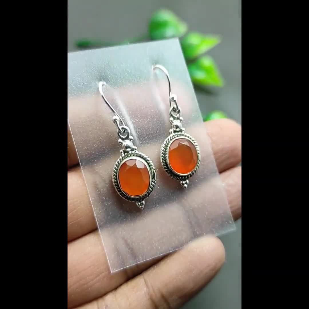 [韓国の人気ジュエリー] 925 silver. Carnelian earring Carnelian Silver Earring 92.5 Sterling Silver Earring
