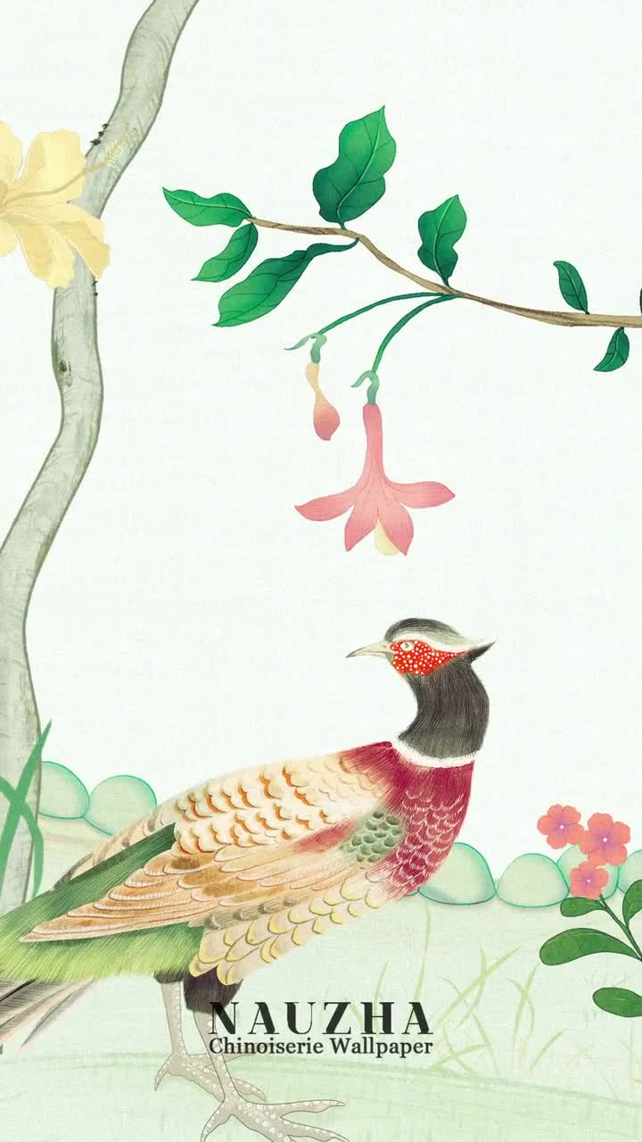 【即納&大特価】 NAUZHA Light Green Chinoiserie Wallpaper Mural, Vintage Wall 絵画