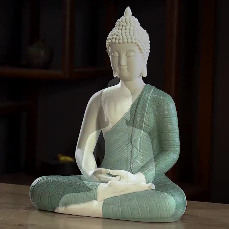 12 inch White Buddha Statue for Home Decor, Ceramic Meditation Buddha  Decoration for Home