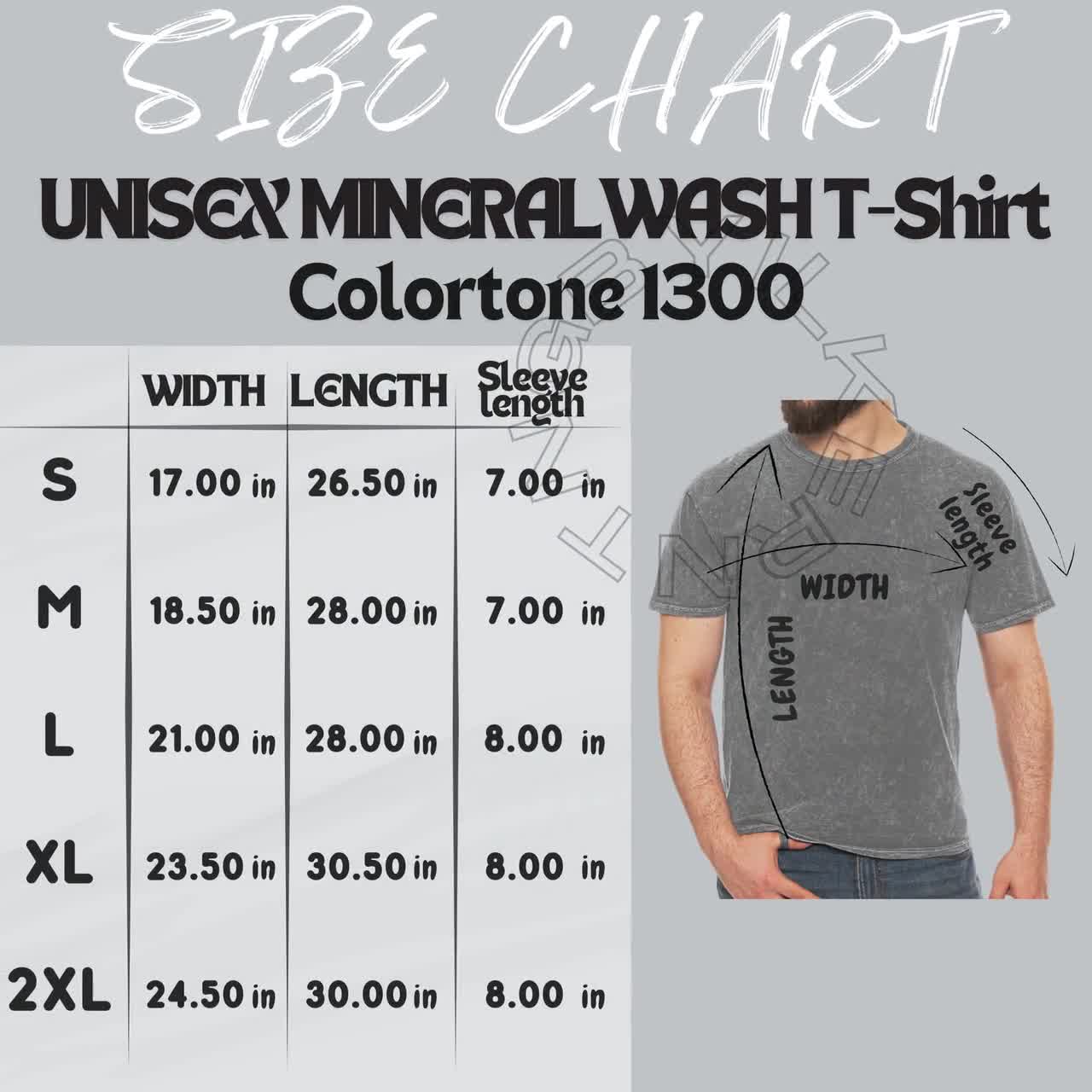 Colortone 1300 Size Chart I Size Chart for Unisex Mineral Wash T