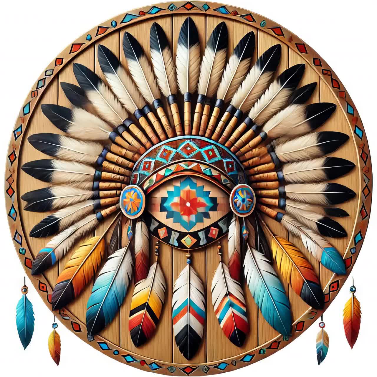 ネイティブアメリカンの盾のクリップアート：部族芸術デザイン