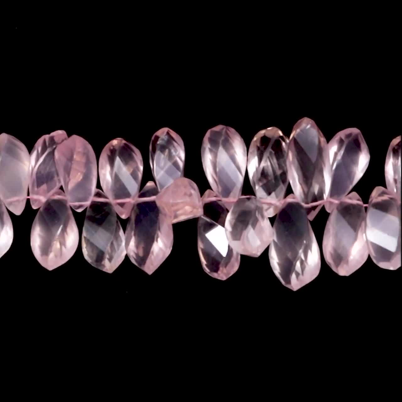 Natural Rose Quartz Faceted Twisted Drops Beads, Rose Quartz Drops, Rose Quartz Twisted Beads, Rose good Quartz Fancy Drops, 9 Inch, SKU 130