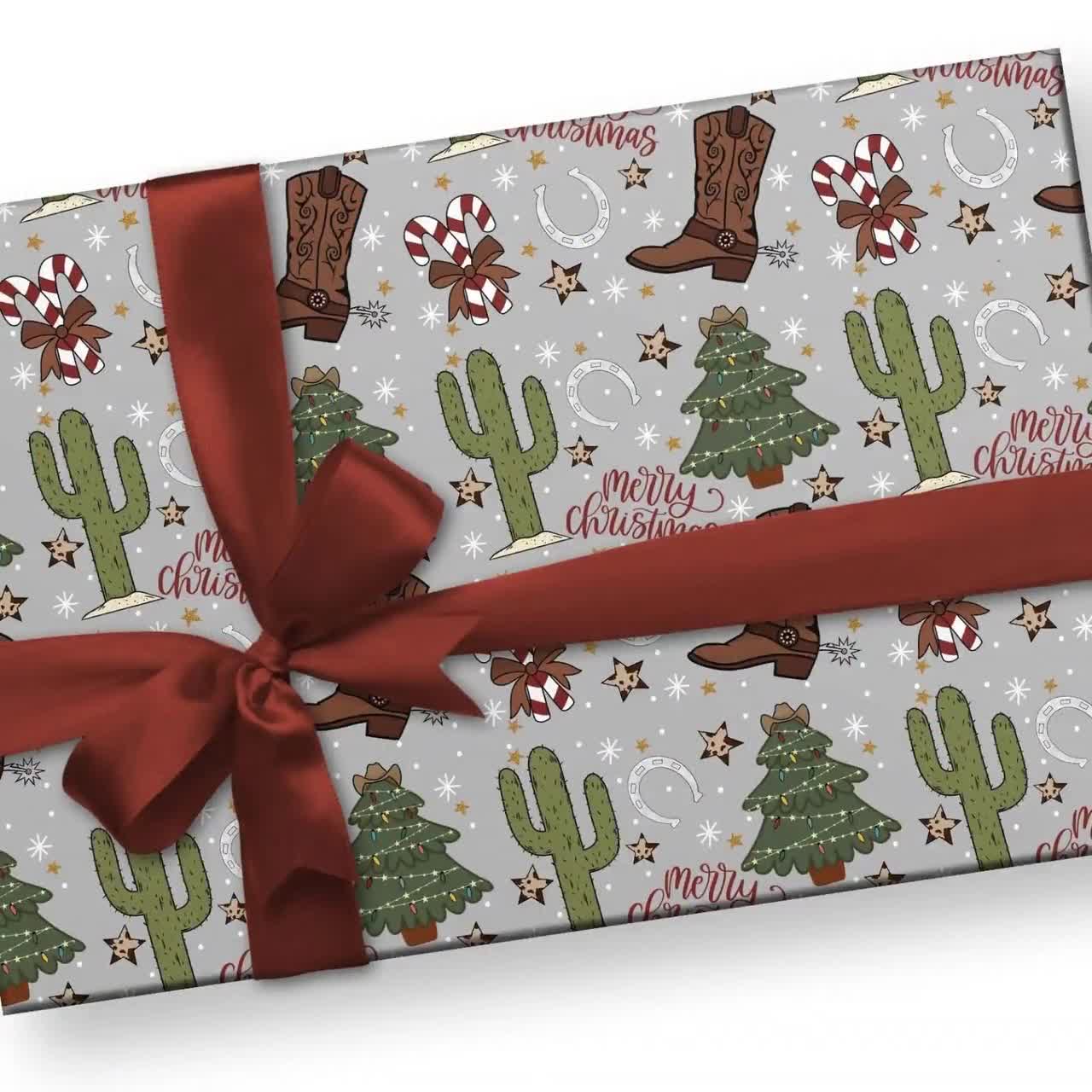 Western Gift Wrapping Paper Rolls, 1pc Cowboy Boots Holiday Gift
