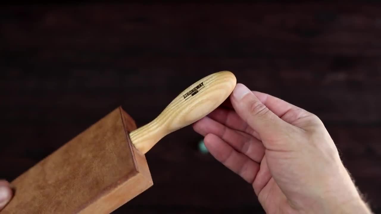 Leather strop for sharpening, Leather knife strop, Сamp strop video poster