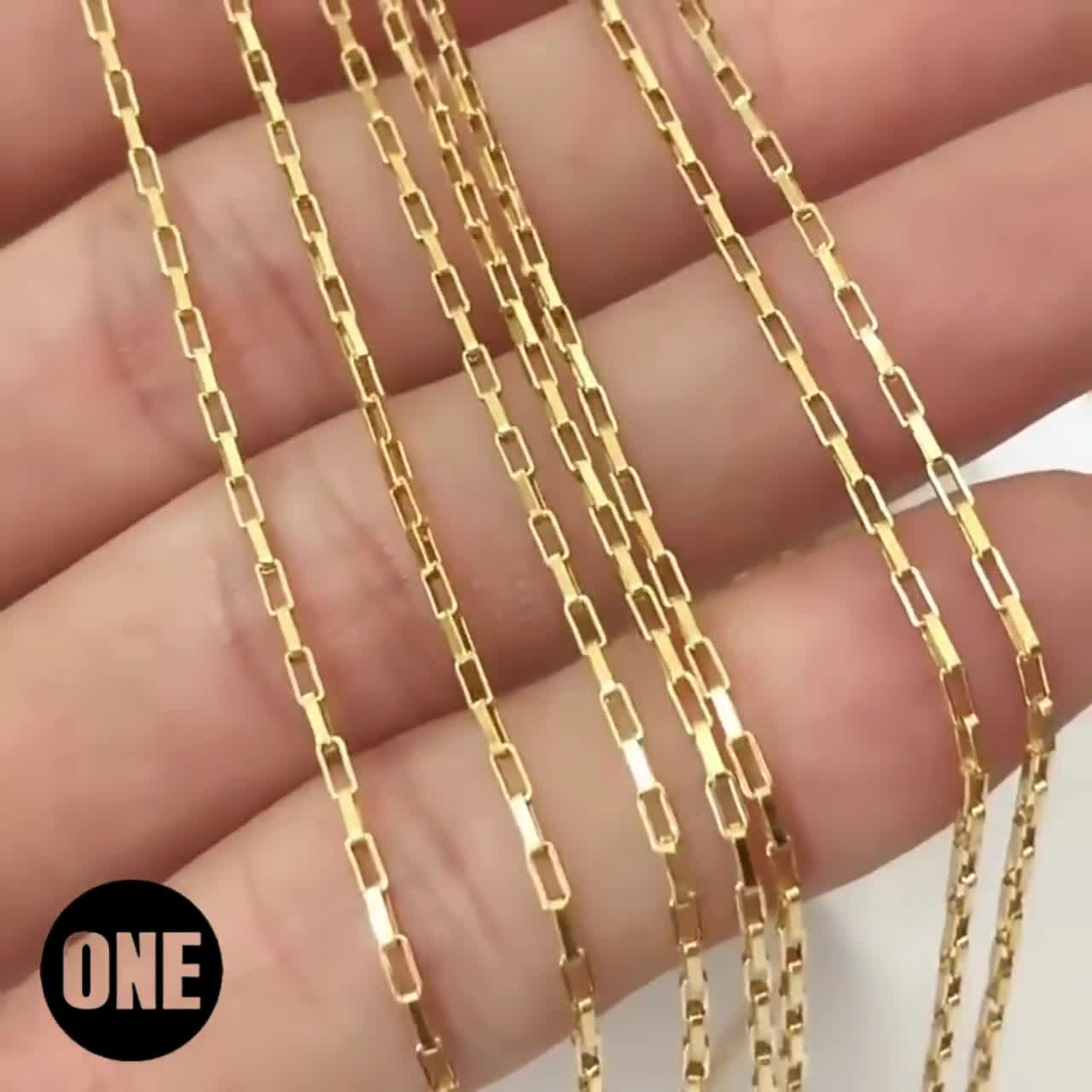 14K ゴールドフィルドの細長い大型ボックスチェーン、1.8 x 4.2 mm