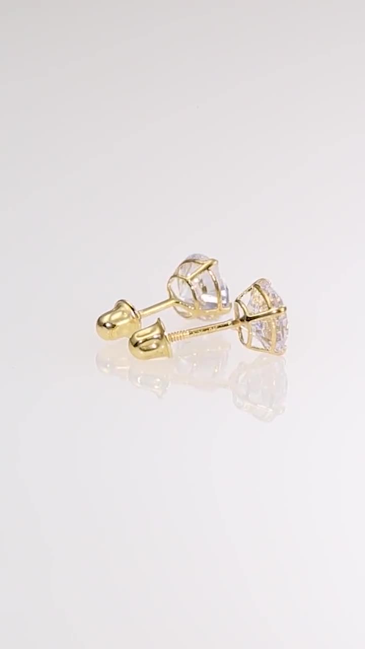 14K Solid Gold Stud Earring, Studs, Diamond Stud Earrings