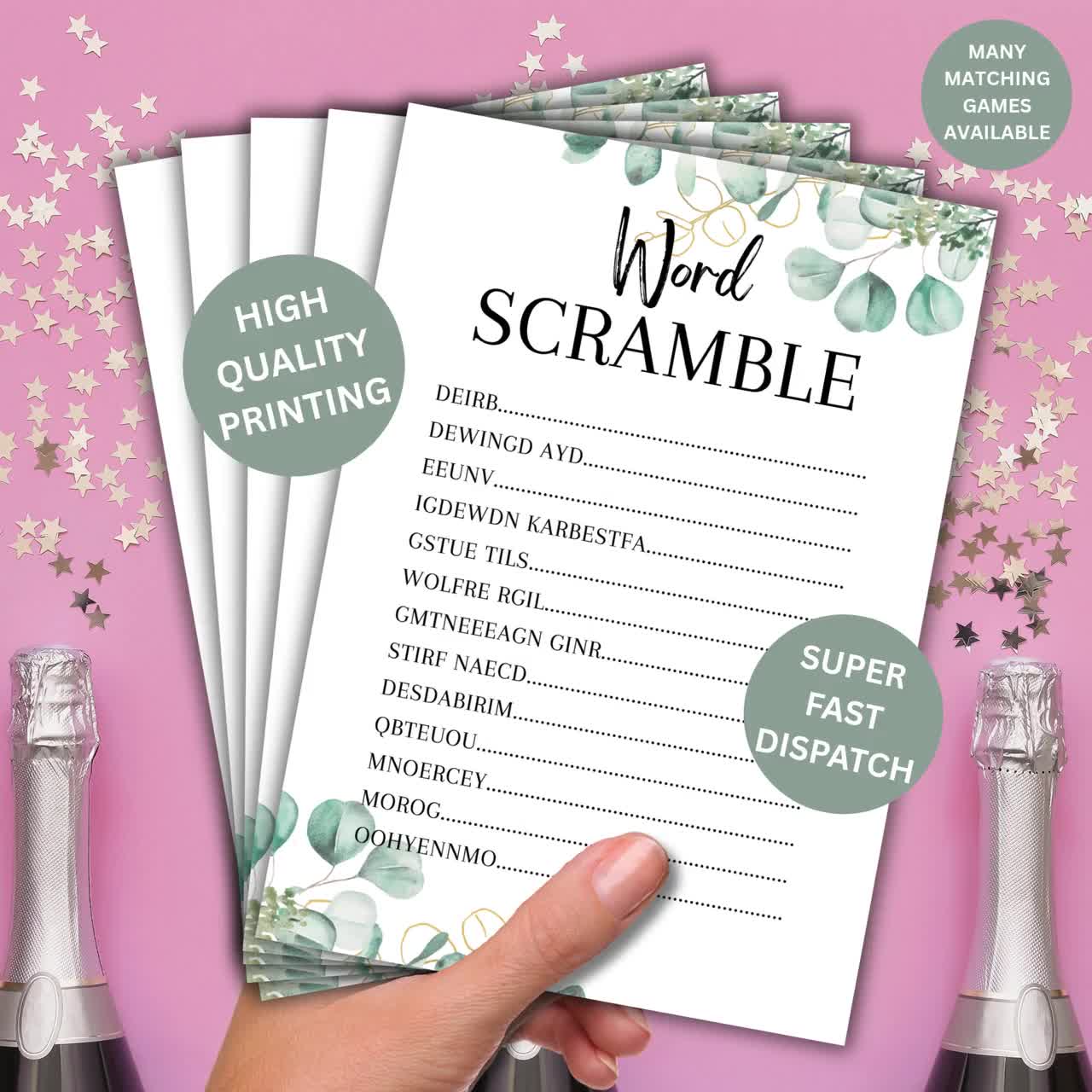 Hen Party Games A5, Bridal Shower Activity Games, Eucalyptus Theme, Printed in UK, Bride to Be Games, Bachelorette Hen Do Games, Hens Night video poster