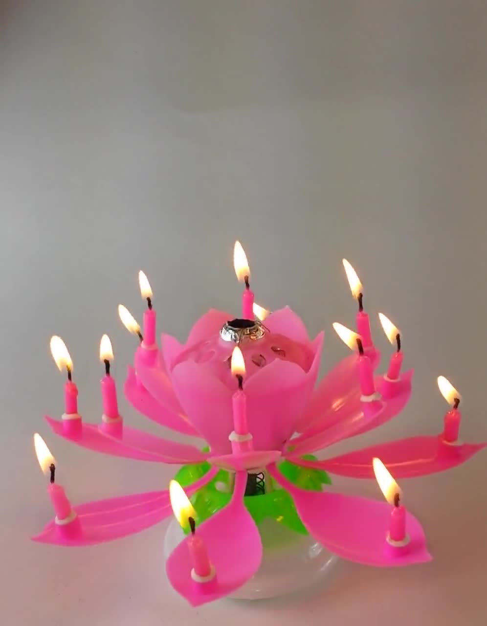 Birthday Cake Candles with Happy Birthday Music Rotating Setup Including Numbers, Pink