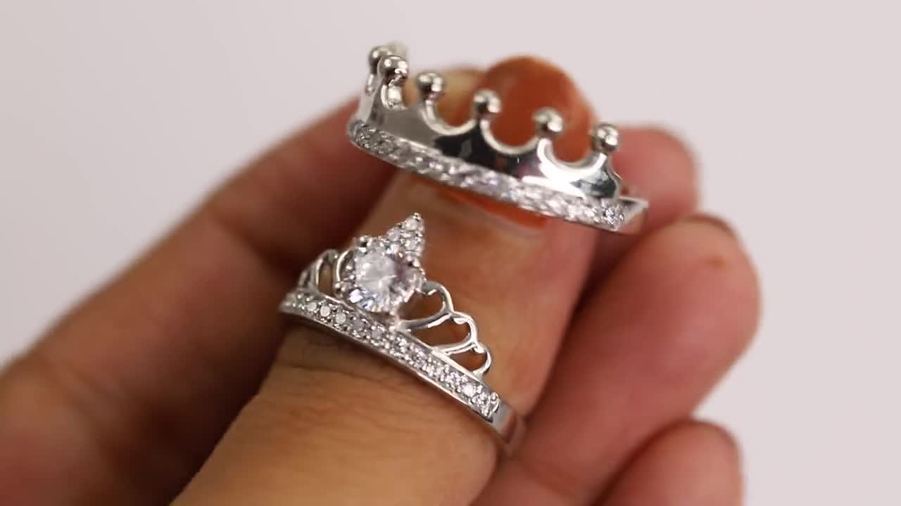 King & Queen ring, crown ring set,gold crown ring,925k silver decorated  with high quality zircon as a set,promise rings – UNIQUENEWLINE