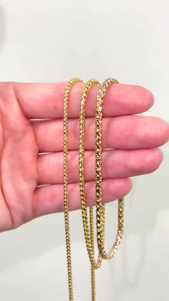 4mm Prism Cut Franco Chain, 14k Gold Chain Men's, Solid Gold Chain