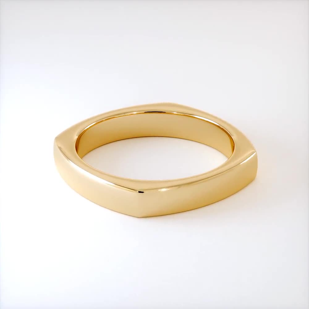 Classic Yellow Gold Unique Square Women's Wedding Band - Etsy