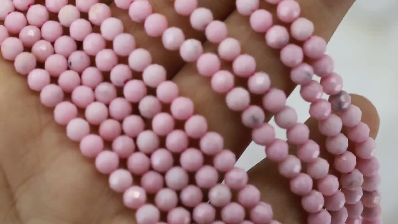 Perline Di Pietra Preziosa Sfaccettata Rotonda Di Rodonite Da 4 Mm, Filo Completo Da 16" Di Pietre Naturali / NSF4-15 - Italia - Foto 8