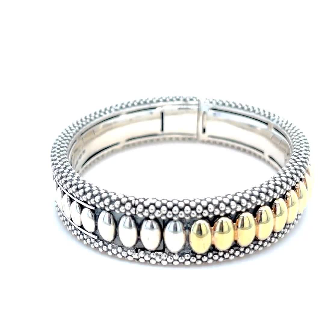 Vintage Lagos Two-tone Caviar Bangle Bracelet in 18k Yellow