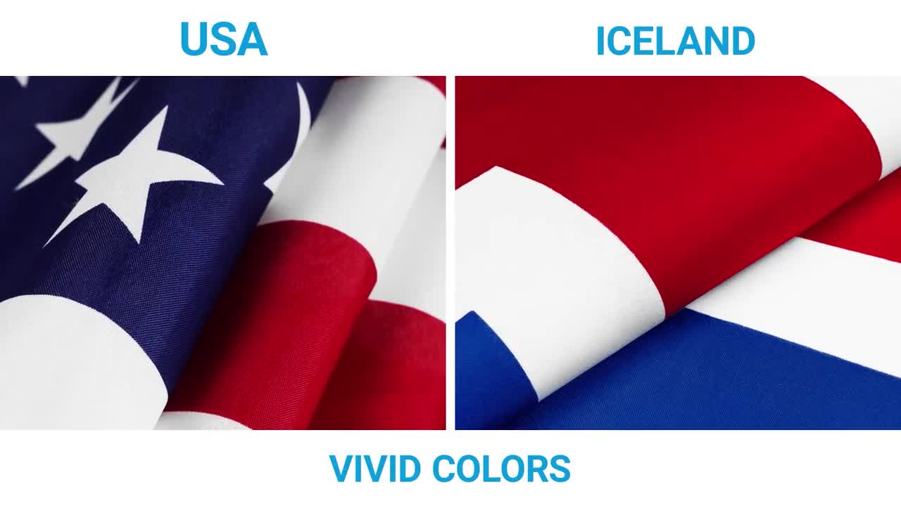 G128 Combo Pack: USA American Flag 3x5 Ft 150d Printed Stars & Iceland  (Icelandic) Flag 3x5 Ft 150d Printed