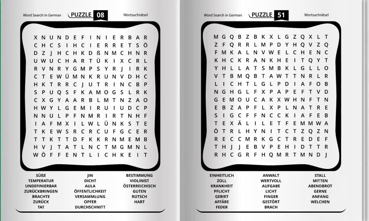 German word search: 150 large print puzzles (pdf)