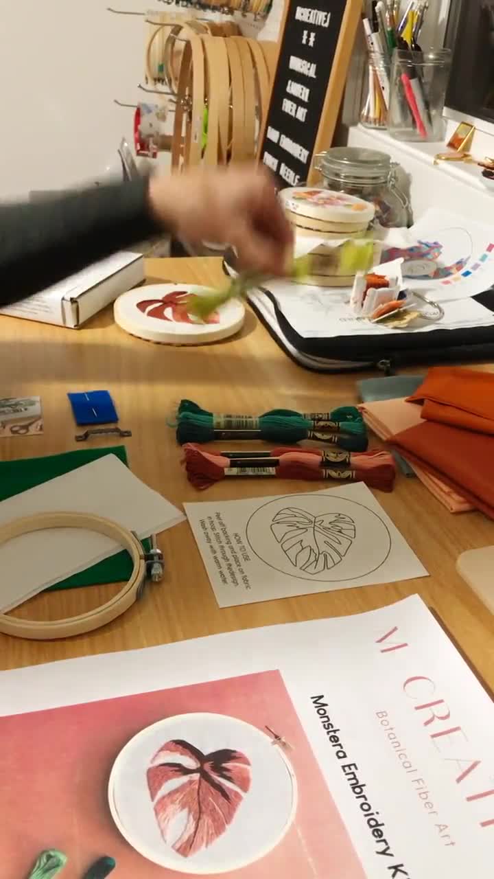 MCreativeJ Variegated Monstera- DIY Beginner Hand Embroidery Kit