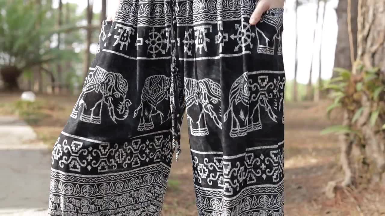 Buy B BANGKOK PANTS Harem Pants Women Yoga Boho Clothes with Pockets, Black  Elephant, 16-20 Plus at Amazon.in