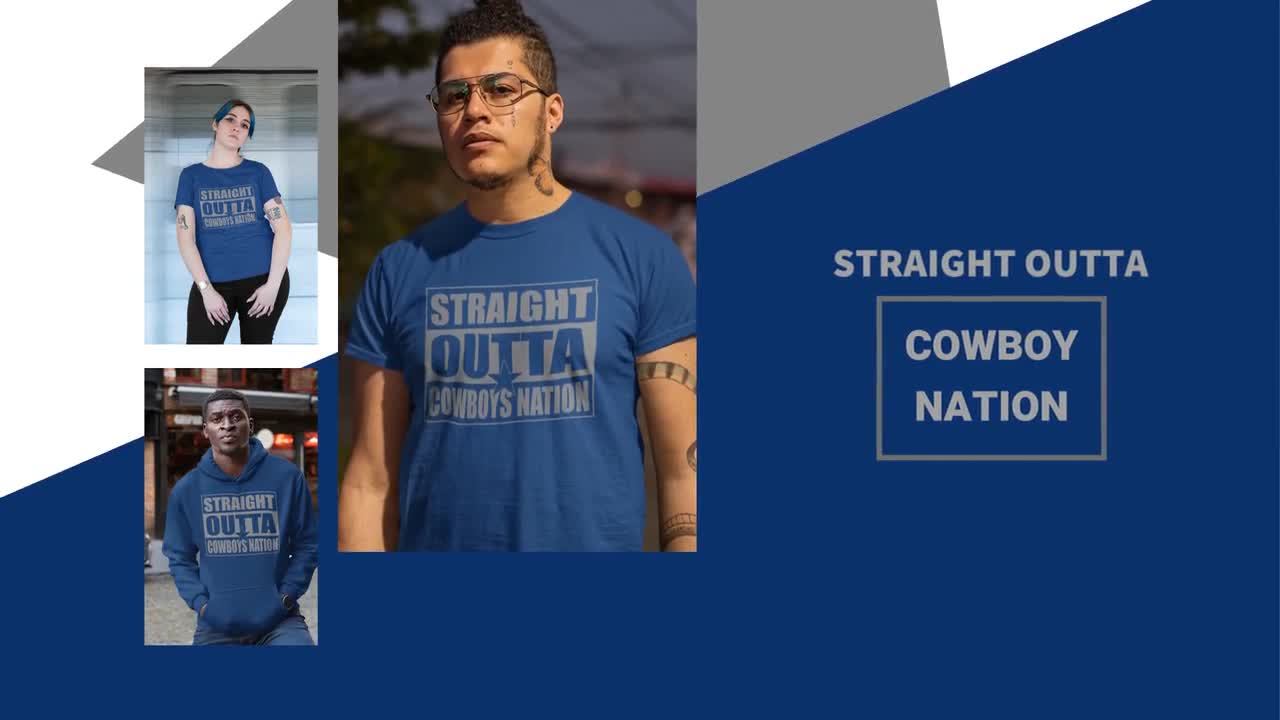 Expression Tees Straight Outta Cowboys Nation Mens T-Shirt - Tie-Dye Blue Ocean Mens X-Large