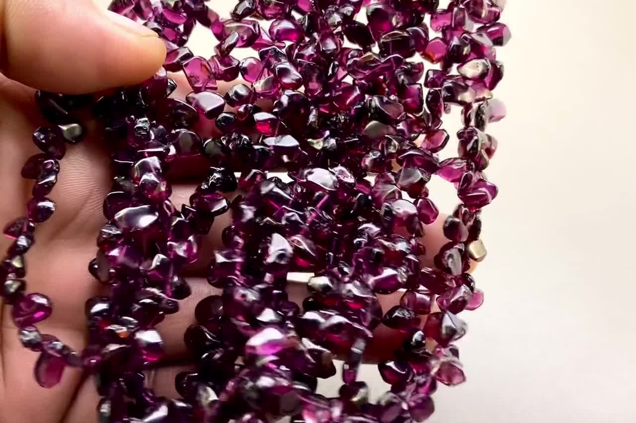 Rhodolite Garnet 7-8mm Smooth Flakes Shape AA Grade Gemstone Beads Lot -  Total 8 Strands of 16 Inch.