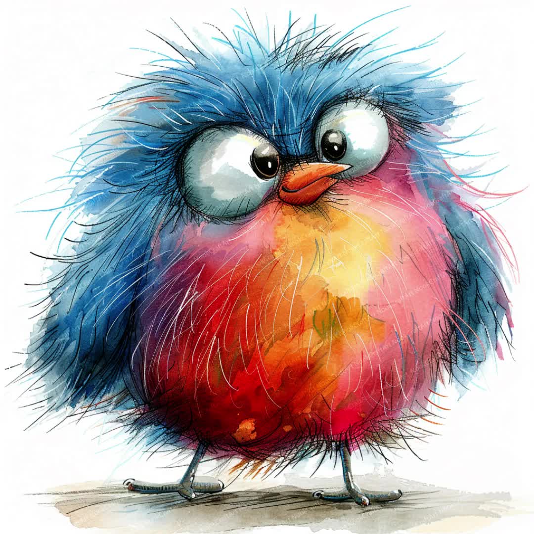 15 種類の面白い鳥 | 素晴らしい鳥 | デジタル クリップアート | 水彩