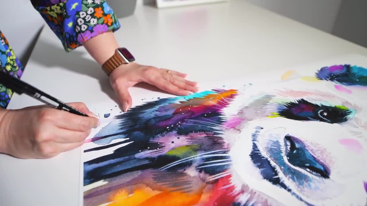 Slaveika Aladjova によるオオカミの水彩画プリント、アート、動物